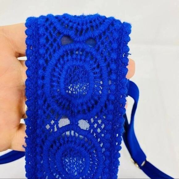 Lane Bryant Cacique Swim Bikini Top Blue Build in Bandeau Bra Womens Size 36DD - Picture 4 of 10